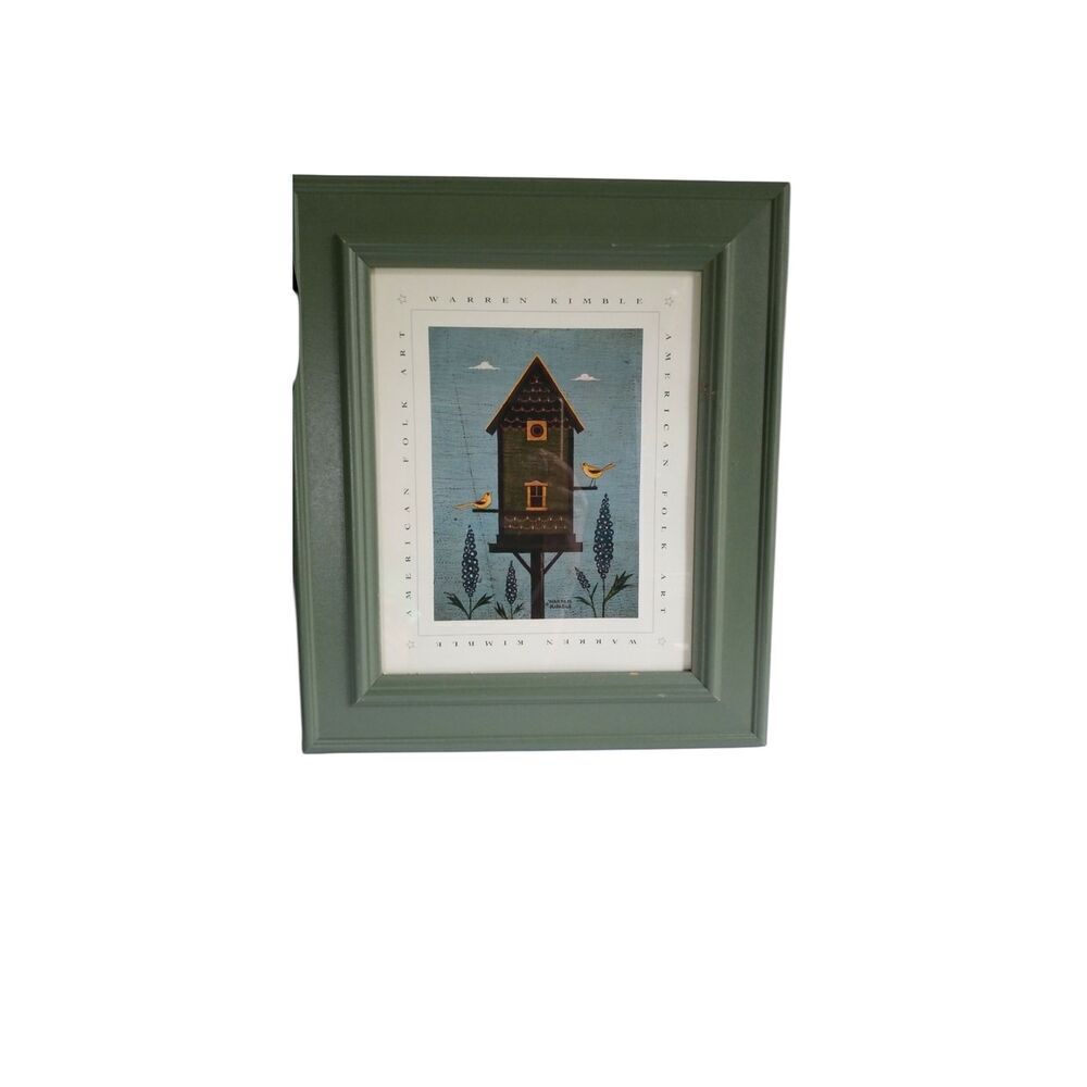 Warren Kimble birdhouse print American Folk Art